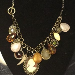 Vintage BoHo, Bronze Color Necklace w/ Charms